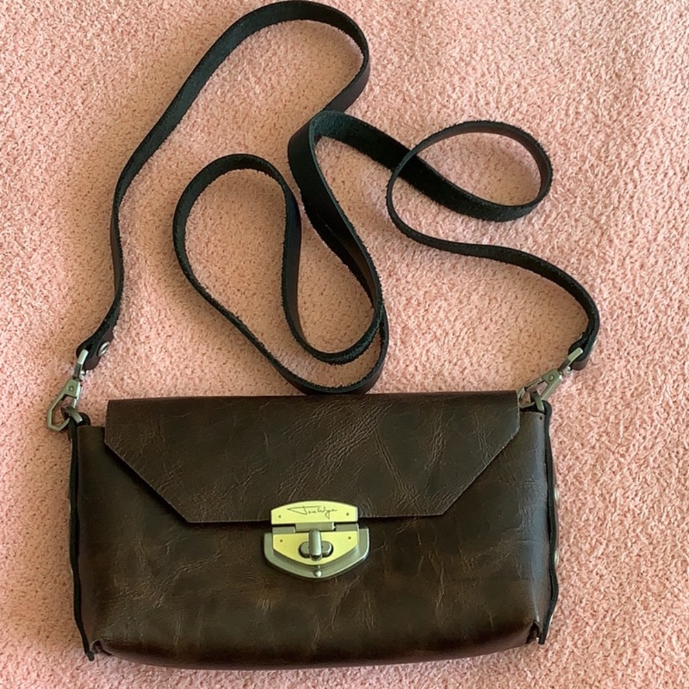 Jon Wye brown leather crossbody/clutch
